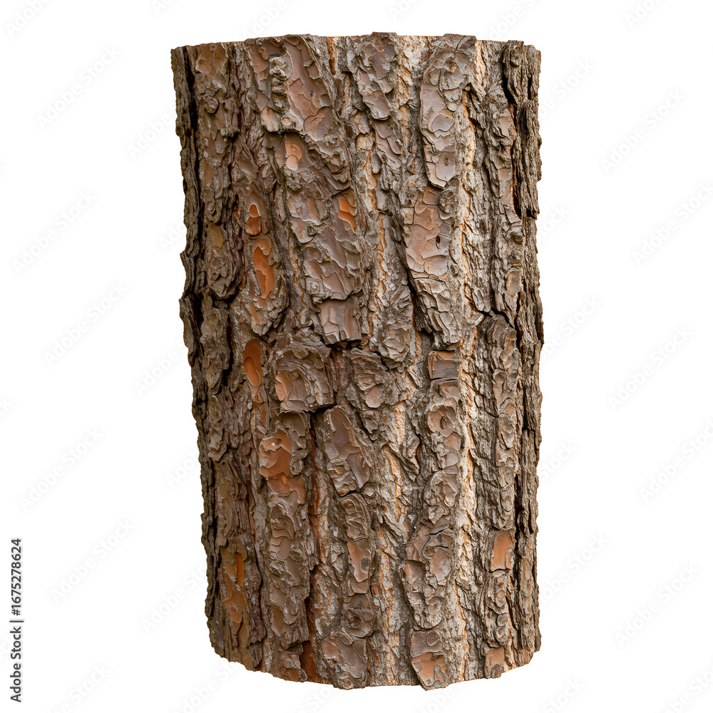 Naklejka premium Tree bark texture fragment isolated on white