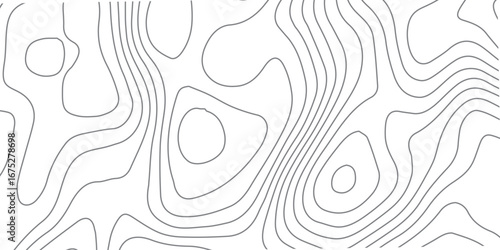 Abstract luxury topographic contour lines in black on white background, wavy map pattern with grid design, modern geography vector illustration