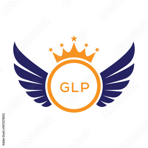 GLP Winged Crown Company logo. GLP Luxury Royal Company logo design for entrepreneur and business. GLP Brand Identity best icon.
