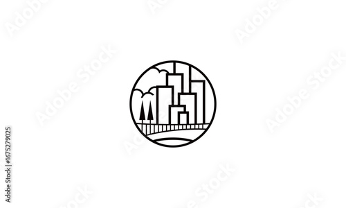 Modern City Skyline Logo in Circle