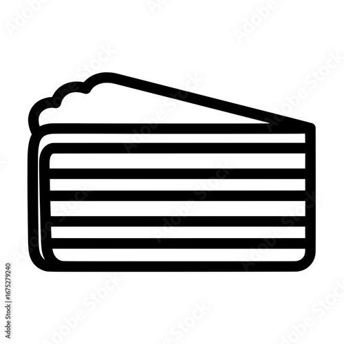 Cake slice with frosting and layers on transparent background