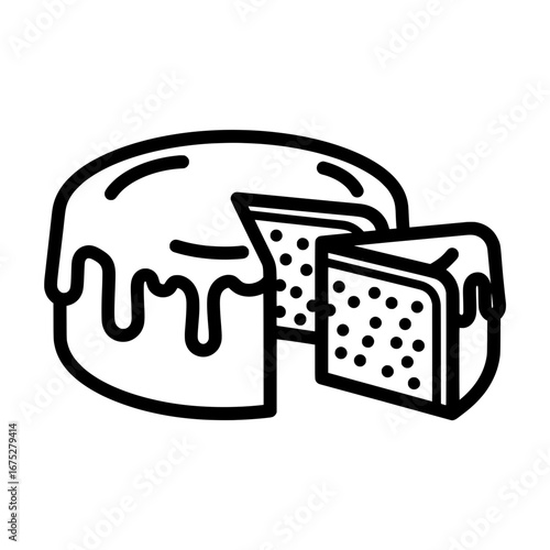 Cake with melting frosting on transparent background