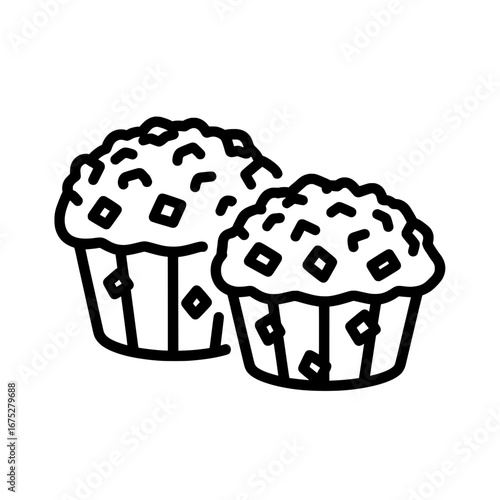 Chocolate chip muffins with transparent background