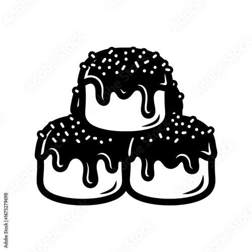 Chocolate cupcakes with sprinkles and frosting with transparent background