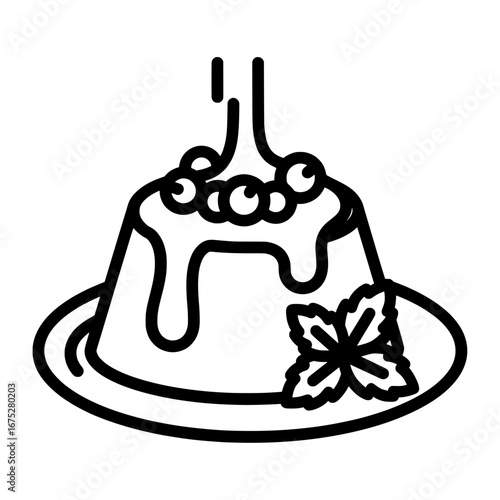 Dessert cake with flowers and dripping glaze with transparent background