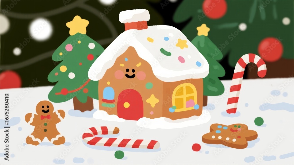 Fototapeta premium Christmas gingerbread house with decorations