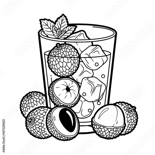 Glass of mixed berry drink with transparent background