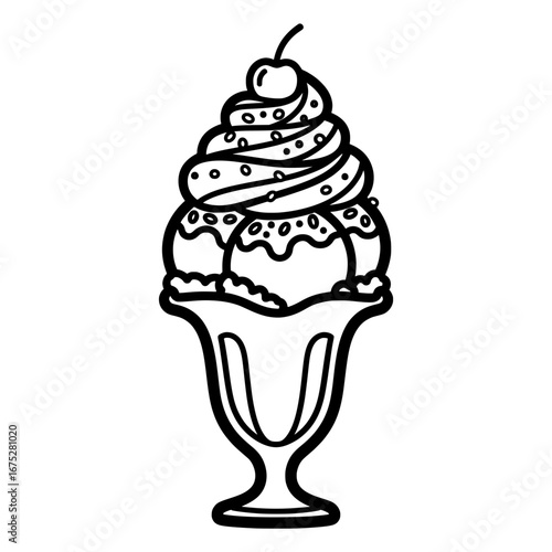 Ice cream sundae with transparent background