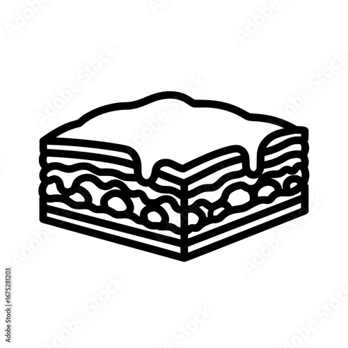 Layered lasagna with transparent background