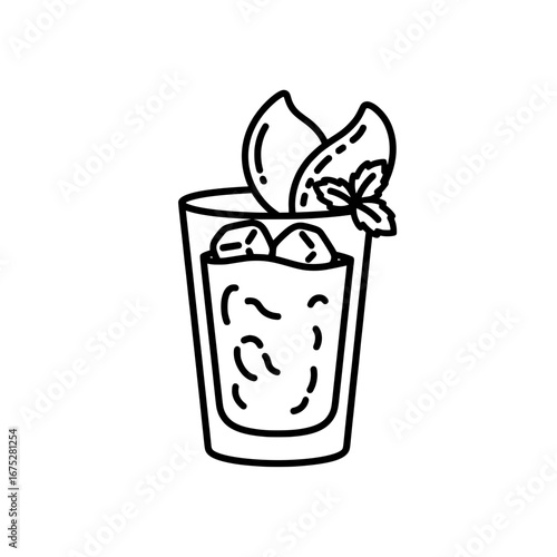 Lemon mojito cocktail with transparent background