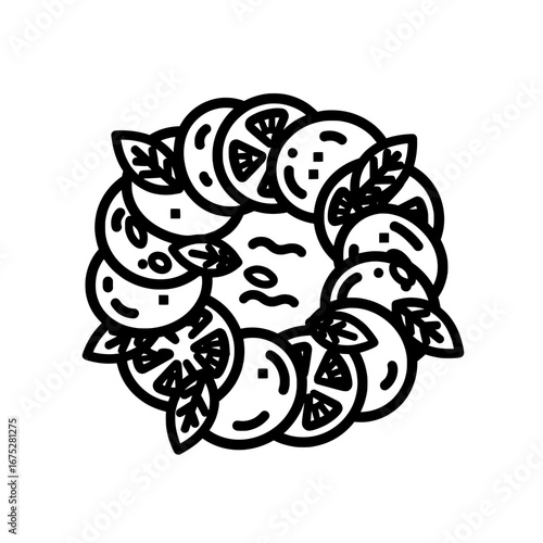 Lemon slices with leaves pattern on transparent background