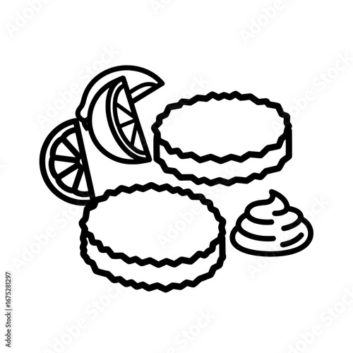 Lemon slices and jelly with transparent background