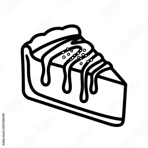Sliced cake with topping and dripping glaze with transparent background