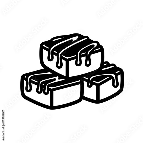 Stack of melting chocolate bars with transparent background