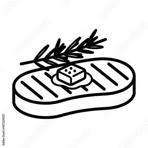 Steak with herbs and garlic with transparent background