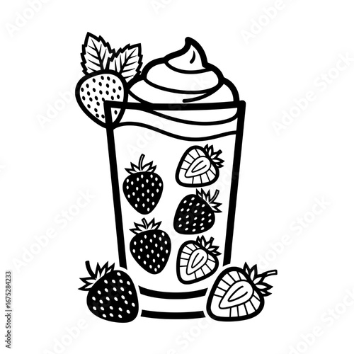 Strawberry fruit beverage with transparent background