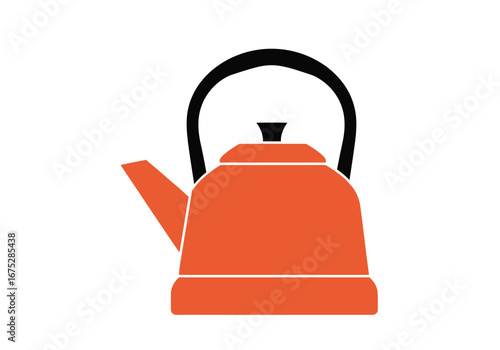 Beautiful orange kettle for your kitchen with a comfortable handle for easy pouring hot water for tea or coffee preparation