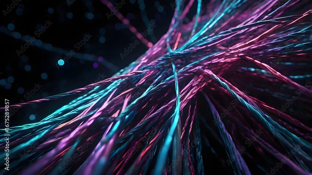 Fototapeta premium Vibrant Intertwined Neon Fibers