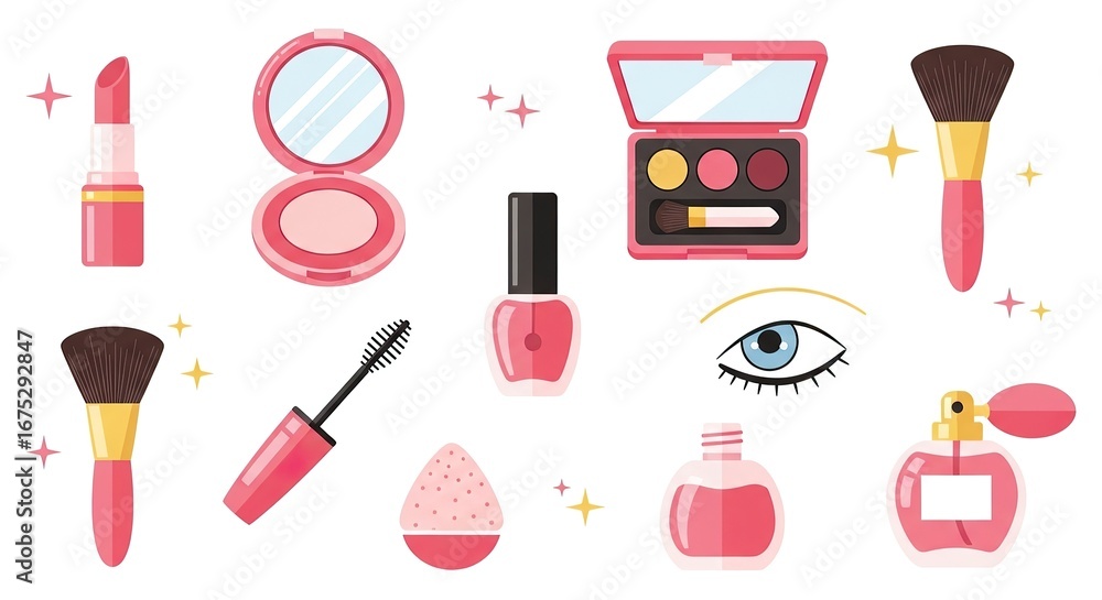Fototapeta premium Pink makeup collection