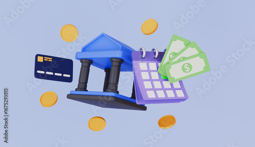 Bank account book with money and credit card, Money transfer, Banking transaction