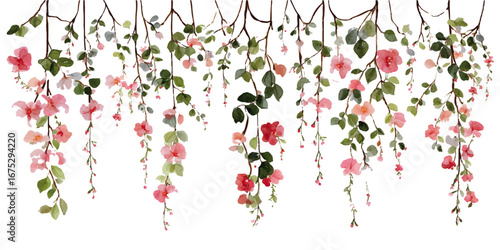 Set of floral wedding arches with pink peonies and delicate vines on a white background. Vibrant Pink Petunias Bloom Abundantly