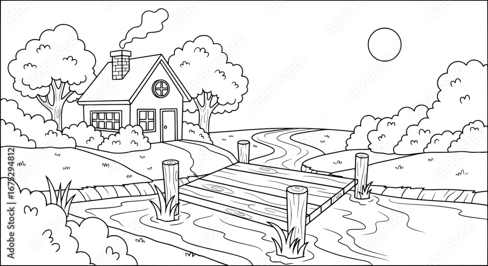 Obraz premium House on a river with transparent background