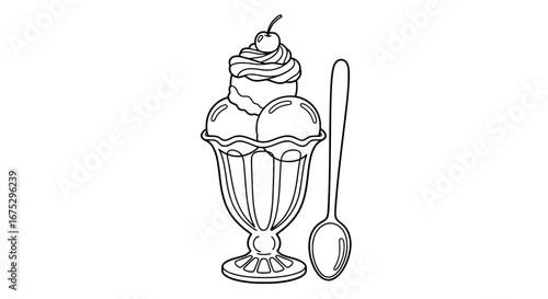 Ice cream sundae with transparent background