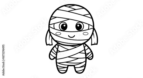 Cute mummified character with transparent background