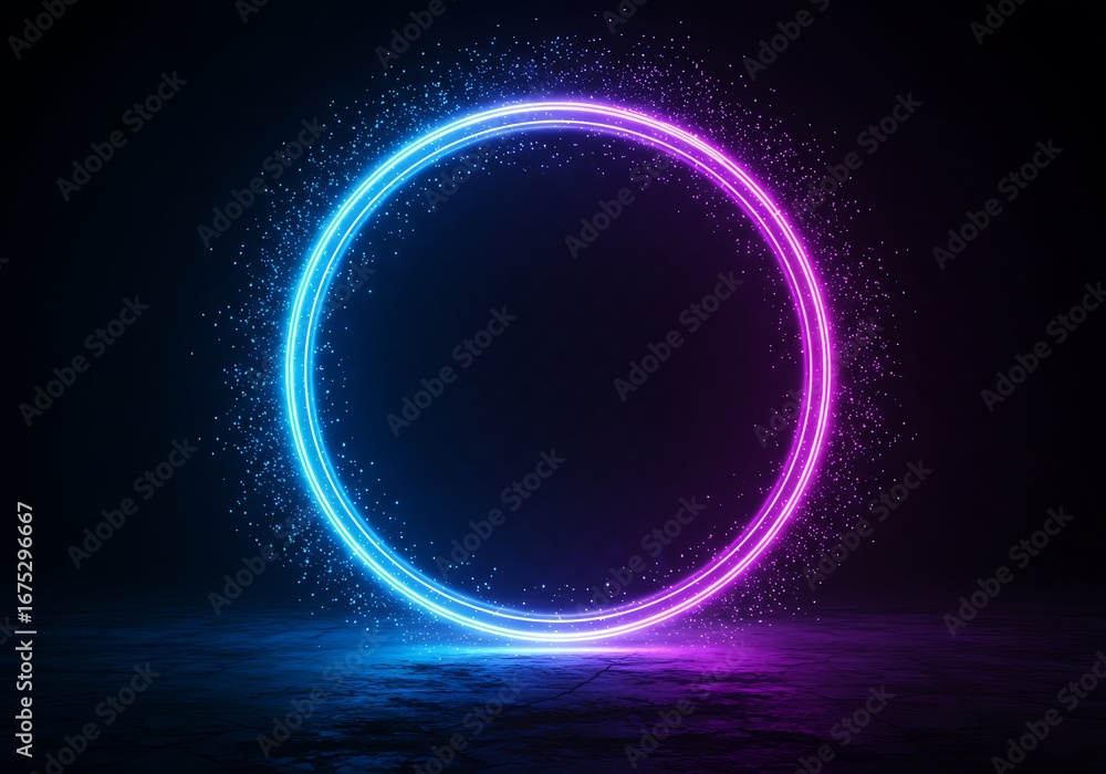 Obraz premium Neon circle on black
