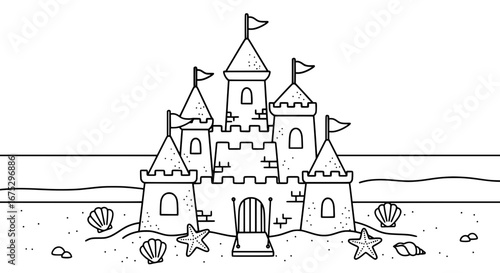 Seaside castle with transparent background