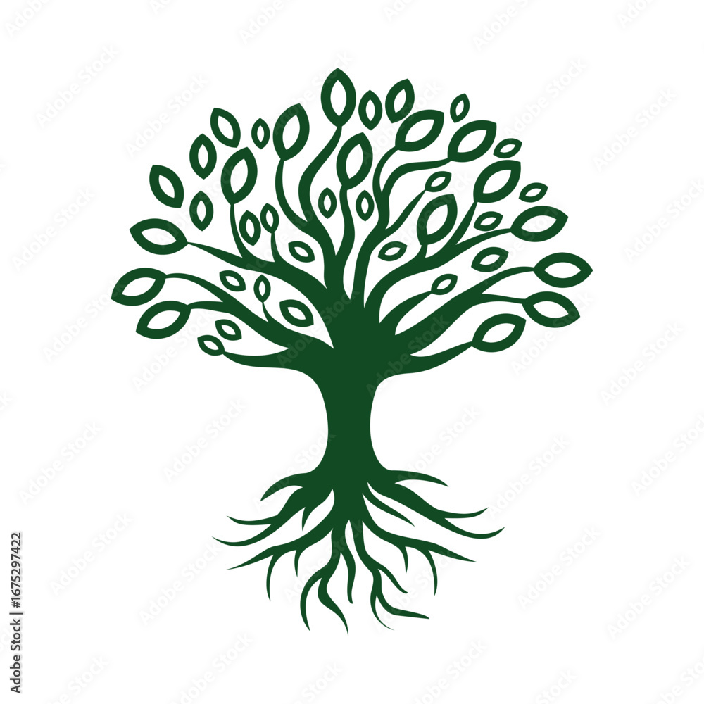 Obraz premium Vector Oak Tree With Roots Logo design template illustration