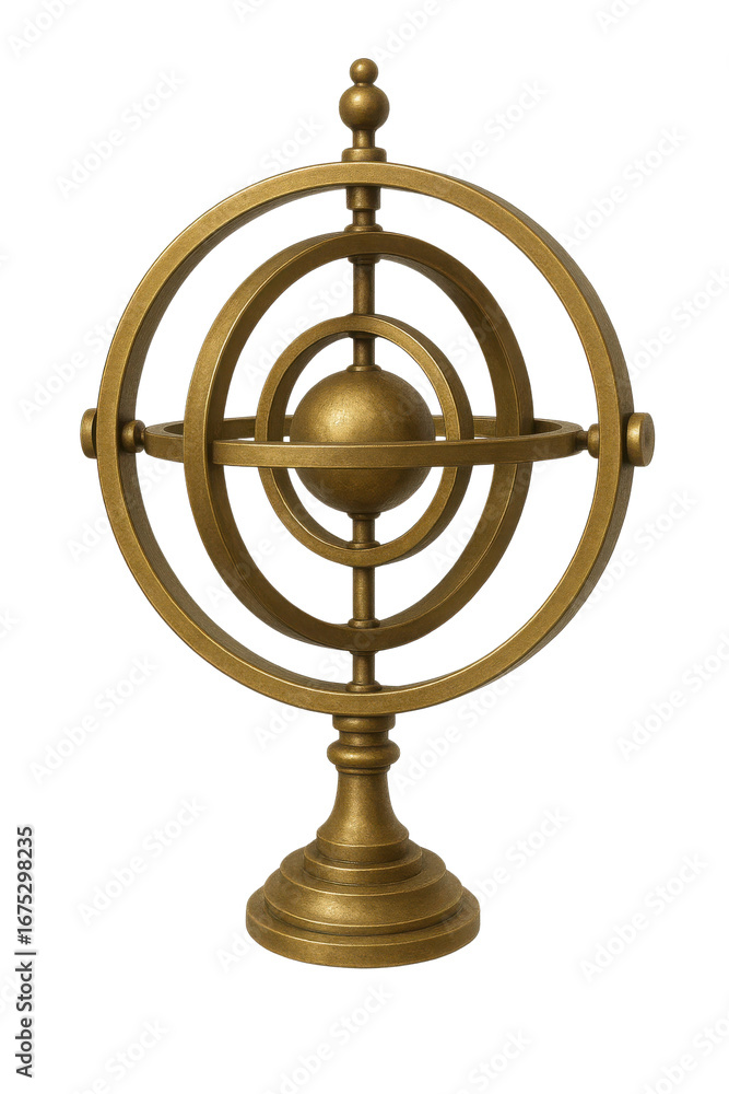 Obraz premium Brass armillary sphere ornament isolated on white background