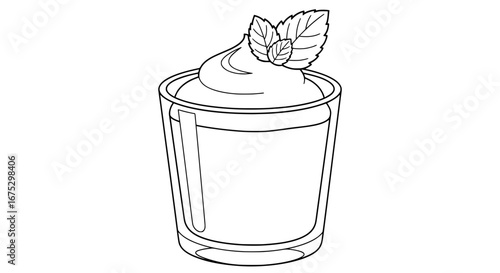 Coffee glass with leaves and transparent background