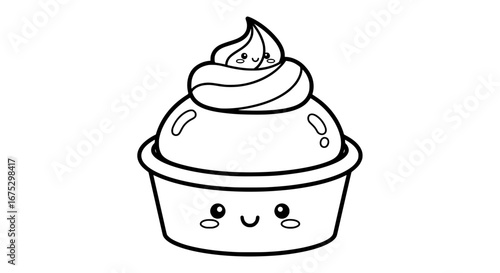 Kawaii cupcake with transparent background