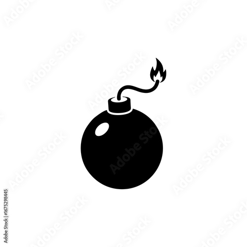 black bomb with burning fuse