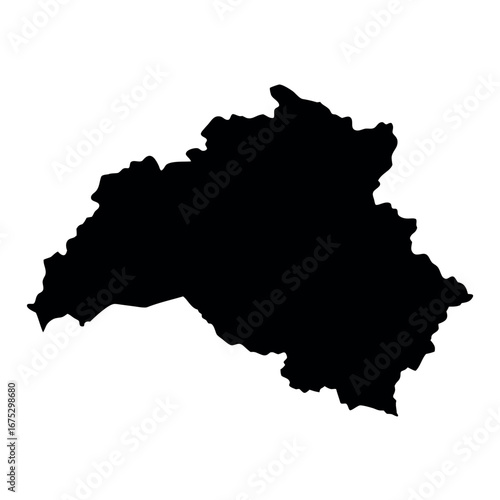 Minimalist black silhouette map of bhutan on white background