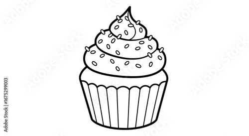 Cupcake with frosting and sprinkles with transparent background