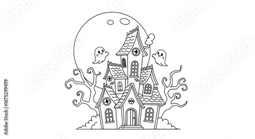 haunted house with transparent background