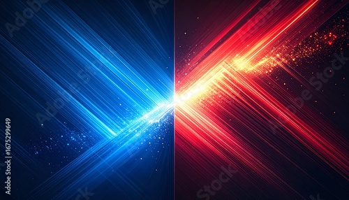 VS　赤と青の衝突 　ダイナミックな光の対比　対決