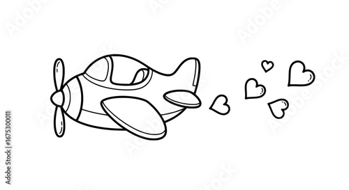 Heartbeat flying plane with transparent background
