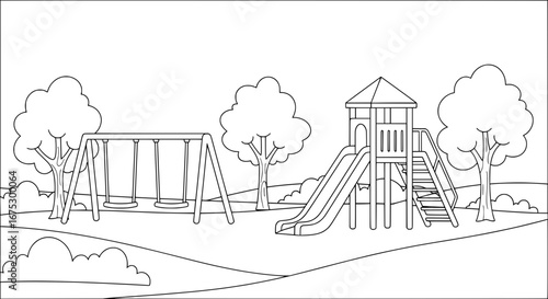 Children's playground with transparent background