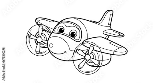 Cartoon airplane with transparent background