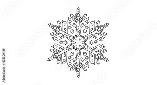 Geometric snowflake with transparent background