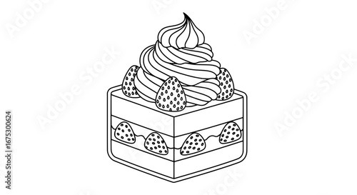 Strawberry cake with transparent background