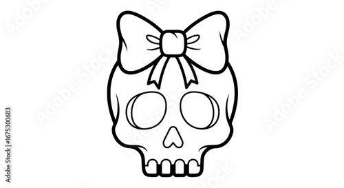 Skull with bow on top with transparent background