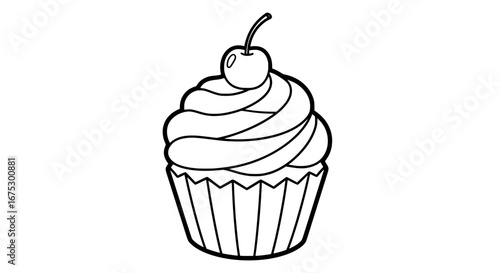 Cupcake with cherry on top with transparent background