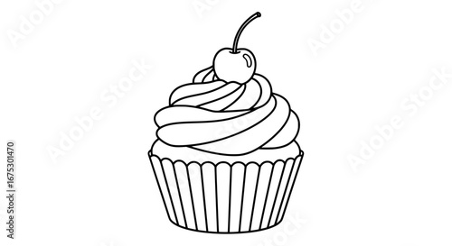 Cupcake with cherry on top with transparent background