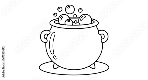 Boiling cauldron with transparent background