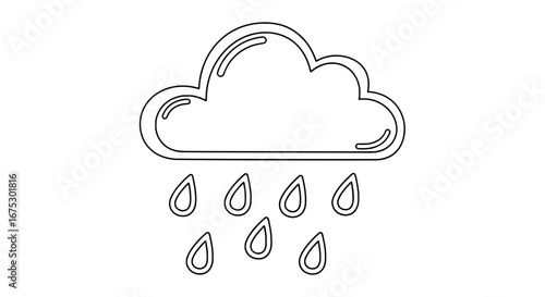 Cloud with rain line icon with transparent background