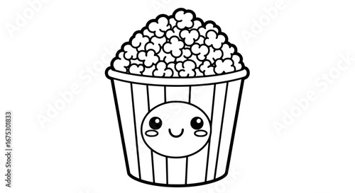 Kawaii popcorn bucket with transparent background